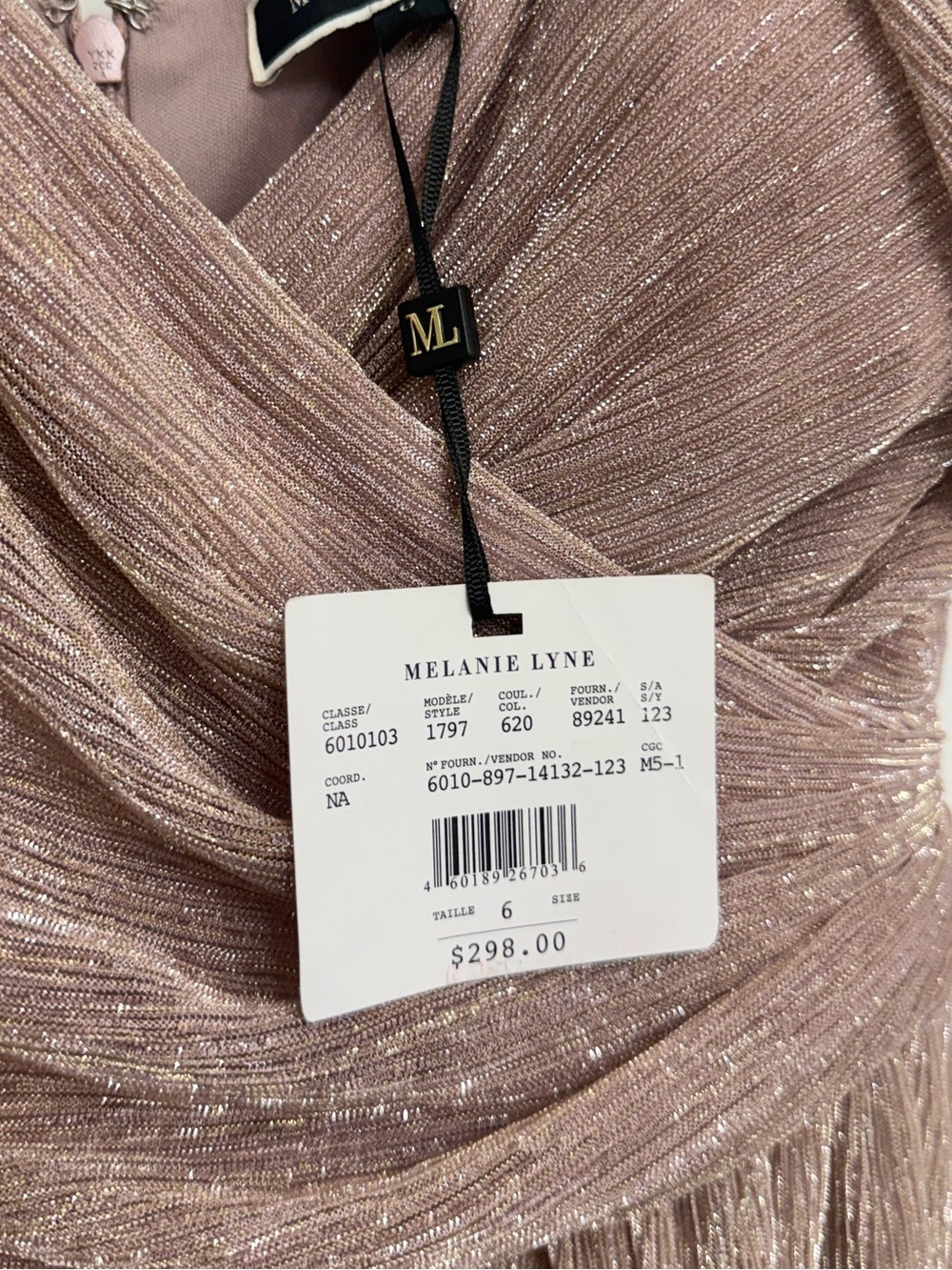 Blush Pink Shimmer Maxi Formal Dress Size 6 Melanie Lyne NWT - Picture 8 of 9